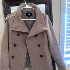 H&M Double-Breasted Coat in Mauve